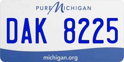 MI license plate DAK8225
