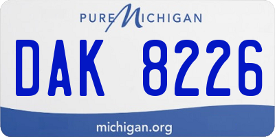 MI license plate DAK8226