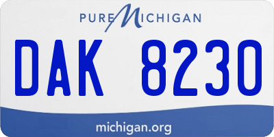 MI license plate DAK8230