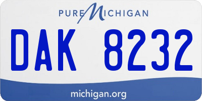 MI license plate DAK8232