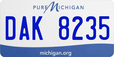 MI license plate DAK8235