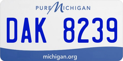 MI license plate DAK8239