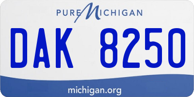 MI license plate DAK8250