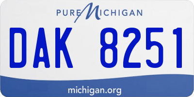 MI license plate DAK8251