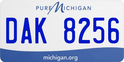 MI license plate DAK8256