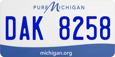 MI license plate DAK8258