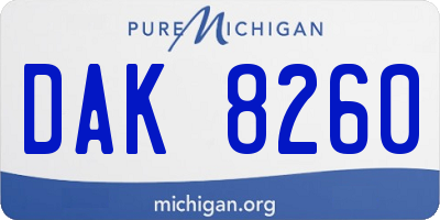 MI license plate DAK8260