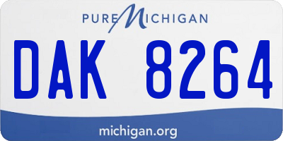 MI license plate DAK8264