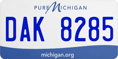 MI license plate DAK8285