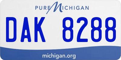 MI license plate DAK8288