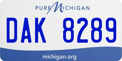 MI license plate DAK8289