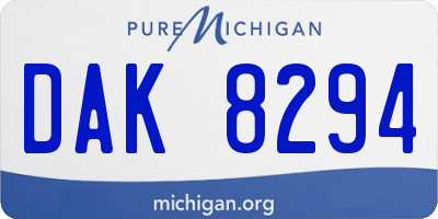 MI license plate DAK8294