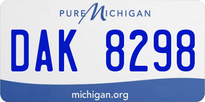 MI license plate DAK8298