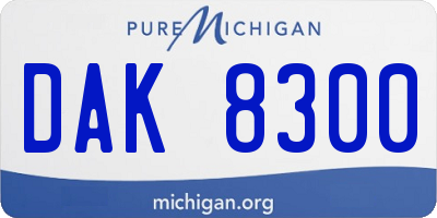 MI license plate DAK8300