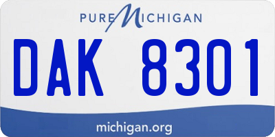 MI license plate DAK8301