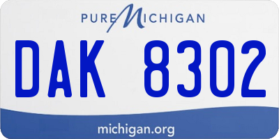 MI license plate DAK8302