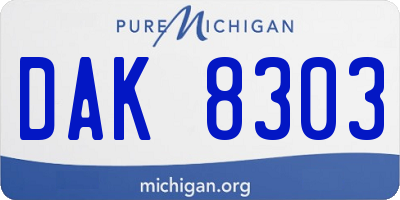 MI license plate DAK8303