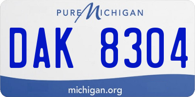 MI license plate DAK8304