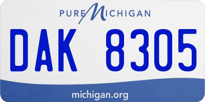 MI license plate DAK8305