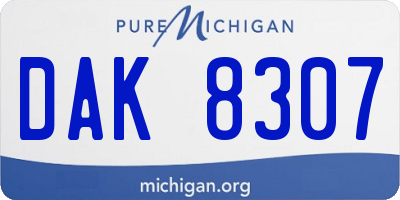 MI license plate DAK8307