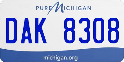 MI license plate DAK8308