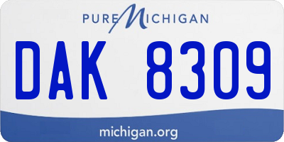 MI license plate DAK8309