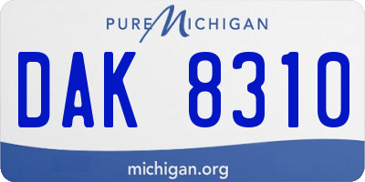 MI license plate DAK8310