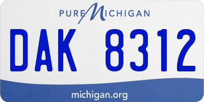 MI license plate DAK8312