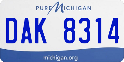 MI license plate DAK8314