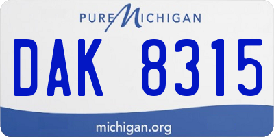 MI license plate DAK8315