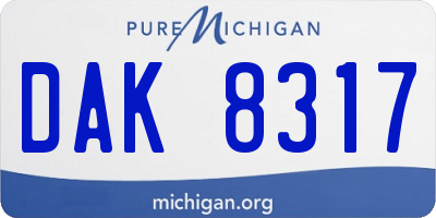 MI license plate DAK8317