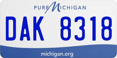 MI license plate DAK8318