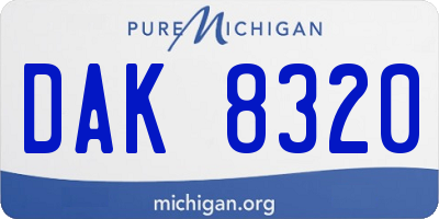 MI license plate DAK8320