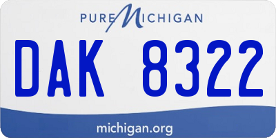 MI license plate DAK8322