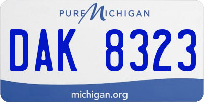 MI license plate DAK8323