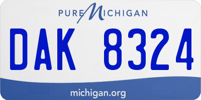 MI license plate DAK8324