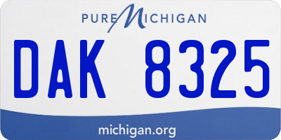 MI license plate DAK8325