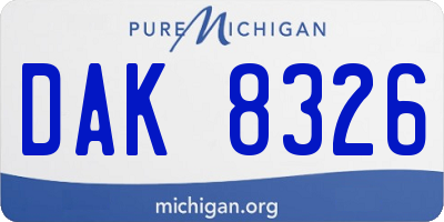 MI license plate DAK8326