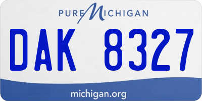 MI license plate DAK8327