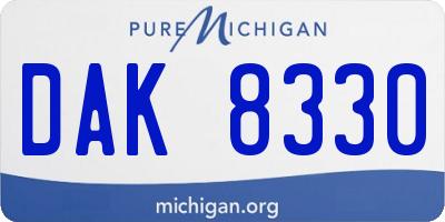 MI license plate DAK8330