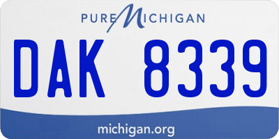 MI license plate DAK8339