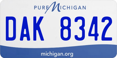 MI license plate DAK8342