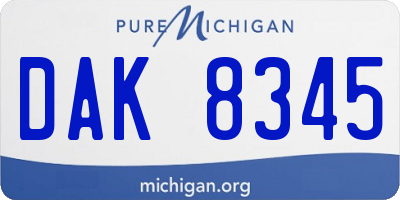 MI license plate DAK8345