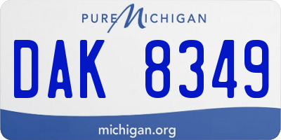 MI license plate DAK8349