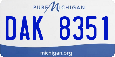 MI license plate DAK8351