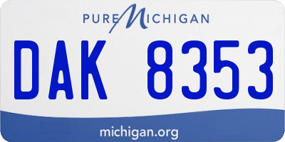 MI license plate DAK8353