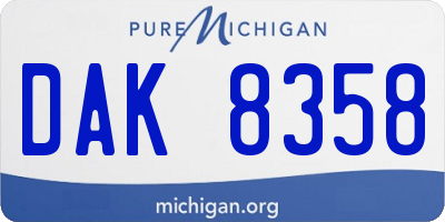 MI license plate DAK8358