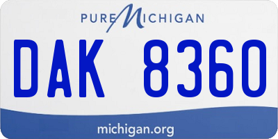 MI license plate DAK8360