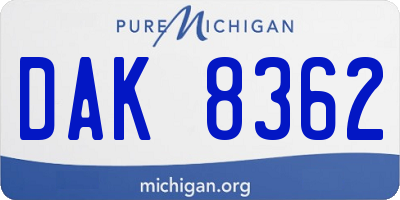 MI license plate DAK8362