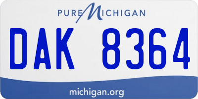 MI license plate DAK8364